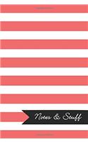 Notes & Stuff Lined Notebook With Coral Striped Pattern Cover