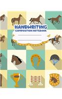 Handwriting primary composition notebook, 8 x 10 inch 200 page, Horses softcover