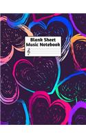 Blank Sheet Music Notebook: Easy Blank Staff Manuscript Book Large 8.5 X 11 Inches Musician Paper Wide 12 Staves Per Page for Piano, Flute, Violin, Guitar, Trumpet, Drums, Cell