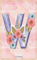 Unicorn Monogram Lined Journal Notebook - Cute Unicorn Personalized Journal Diary with Lined Pages for girls and women for writing goals, quotes, and daily tasks - Letter W