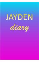 Jayden: Journal Diary - Personalized First Name Personal Writing - Letter J Blue Purple Pink Gold Effect Cover - Daily Diaries for Journalists & Writers - J