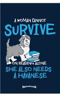 My Funny Havanese Notebook: Cute Notebook, Diary or Journal Gift for Women who are not only Havanese Owners, Breeders, Fans who also love Books, Reading and Novels with 120 Dot