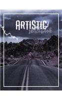 Artistic Sketchbook: Highway Storm with Large Blank Pages for Sketching, Drawing, Designing, or Painting for School, Work, or Personal