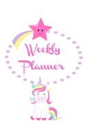 Weekly Planner: Undated Perpetual Cute Kawaii Magical Unicorn Theme Planner 52 Weeks