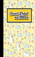 French Ruled Notebook: Seyes Grid Paper, Seyes Ruled Paper, Cute Unicorns Cover, 8.5" x 11", 200 pages