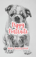 Puppy Portraits Adult Coloring Book Grayscale Images By TaylorStonelyArt