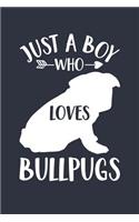 Just A Boy Who Loves Bullpugs Notebook - Gift for Bullpug Lovers and Dog Owners - Bullpug Journal: Medium College-Ruled Diary, 110 page, Lined, 6x9 (15.2 x 22.9 cm)