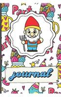 Garden Gnome Journal: Party Time Happy Birthday Lined Notebook Blue Bird Party Hats Stars Candy Hearts Cover