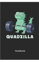 Quadzilla Notebook: DIN A5 Notizbuch 120 Punktraster Seiten für Fitness I Sport I Dinosaurier I T-Rex I Dino I Saurier I Fossilien I Tyrannosaurus und Brontosaurus Fans