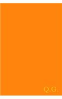 Q.G.: Gold On Dark Orange Fashion Color Monogram Personalized Notebook With Two Initials. Matte Soft Cover Professional Style with120 Blank Lined Pages