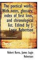 The Poetical Works. with Notes, Glossary, Index of First Lines, and Chronological List. Edited by J.