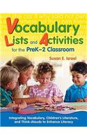 Vocabulary Lists and Activities for the PreK-2 Classroom