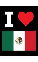 I Love Mexico - 100 Page Blank Notebook - Unlined White Paper, Black Cover