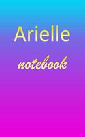 Arielle: Blank Notebook - Wide Ruled Lined Paper Notepad - Writing Pad Practice Journal - Custom Personalized First Name Initial A Blue Purple Gold - Taking 