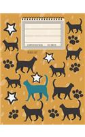 Black Cat Composition Notebook: College Ruled Wide Notebook, black cat white cat book, Black and White Cat Pattern, Blank Lined Exercise Book, Black Cat Journal