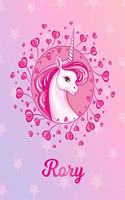 Rory: Unicorn Large Blank Primary Handwriting Learn to Write Practice Paper for Girls - Pink Purple Magical Horse Personalized Letter R Initial Custom Fir
