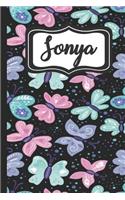 Sonya: Personalized Girls Name Beautiful Butterflies Journal Pretty Lined Notebook for Women