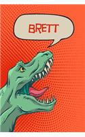 Brett: Personalized Dino Blood Sugar Diet Diary Journal Log 120 Pages 6x9