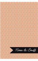 Notes & Stuff - Lined Notebook with Orange Key Maze Pattern Cover