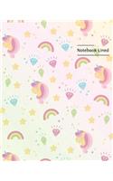 Notebook Lined: Lovely background of unicorns in soft tones: Book: Notebook Journal Diary, 120 Lined pages, 8" x 10"