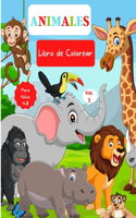 Libro de colorear de animales: Para niños de 4 a 8 años - Libro de colorear de animales para niños pequeños - Lindo libro para colorear para niños - Nivel fácil para fines educati