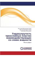 Gidrouprugost' Trekhsloynykh Plastin Vzaimodeystvuyushchikh So Sloem Zhidkosti