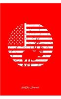 Hunting Journal: Lined Journal - Distressed USA Flag Reindeer Black Fun-ny Hunter Gift - Red Ruled Diary, Prayer, Gratitude, Writing, Travel, Notebook For Men Women 