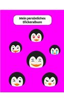 Mein persönliches Stickeralbum: Pinguin Familie Mädchen Motiv - Din A4 Blanko - 35 Seiten Silikonfreies Papier - Geschenkidee