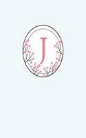 J: 110 Dot-Grid Pages Monogram Journal and Notebook with a Classic Light Blue Background and Vintage Floral Watercolor Design Personalized Initial Lett