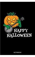 Happy Halloween Notebook: Dotted Notizbuch mit Punkteraster A5- Banjo Kürbis Halloween Musiker Mandoline Notizheft
