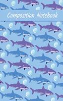 Composition Notebook: Cute Shark Cartoon Themed Cover Composition Notebook For Girls Boys Kids Man Women For School & Journaling - Perfect Gift Idea For Shark Lovers.