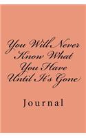 You Will Never Know What You Have Until It's Gone: Journal