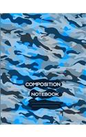 composition notebook: camo blue