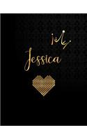 Jessica: Black Personalized Lined Journal with Inspirational Quotes