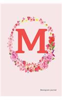 Monogram Journal - Initial M (Pink Flower)