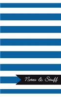 Notes & Stuff - Lined Notebook with Oxford Blue Striped Pattern Cover