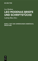 Text Und Anmerkungen (Hebräisch). Einleitung