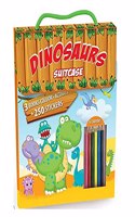 BRIJBASI Hello Friend My First Dinosaur Animal Colouring Activity Suitcase with 2 Colouring and 1 Activity Book + 1 Sticker Book with 8 Full Size Colour Pencils, 5+ yrs