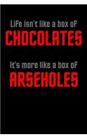 Life Isn't Like A Box Of Chocolates It's More Like A Box Of Arseholes: Blank Lined Journal Notebook: (6 x 9 Journal) Gift Ideal For People Who Love Humour And Laughing, A Daily Diary, Composition Or Log Book,