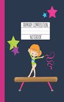 Primary Composition Notebook: A Purple Gymnastics Primary Composition Notebook For Girls Grades K-2 Featuring Handwriting Lines - Ginger Girl Gifts