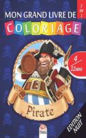 Mon grand livre de coloriage - Pirate - 2 en1 - Edition nuit: Livre de Coloriage Pour les Enfants de 3 à 6 Ans - 50 Dessins - 2 livres en 1