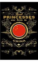 Real Princesses Are Born in China: 6 X 9 Inch Bulleted Dot Grid Journal Notebook for Students, School, as Diary Bullets