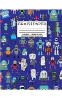 Graph Paper: Notebook Cute Robot Robotic Pattern Blue Cover Half College Ruled Half 5x5 Graphing Paper Composition Book Cute Pattern Cover Graphing Paper Composi