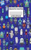 Graph Paper: Notebook Cute Robot Robotic Pattern Cover Half Wide Ruled Half 4x4 Graphing Paper Composition Book Cute Pattern Cover Graphing Paper Composition Boo