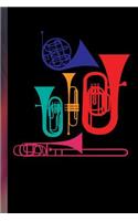 Colorful Wind Instruments: Brass Instrumental Gift for Musicians (6x9) Lined Notebook