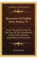 Specimens Of English Prose Writers V1