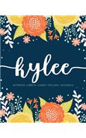 Kylee: Notebook - Libreta - Cahier - Taccuino - Notizbuch: 110 pages paginas seiten pagine: Modern Florals First Name Notebook in Orange, Mint & Yellow on 