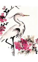 Japanese Crane Art Journal, Unlined Sketchbook: Blank Artist Creative Notebook with Drawing Paper