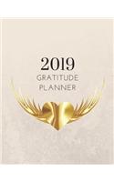 2019 Metallic Gold Gratitude Journal Daily Planner: Academic Hourly Organizer in 15 Minute Interval; Appointment Calendar with Address Book; Monthly & Weekly Goals Diary with Inspirational Quotes