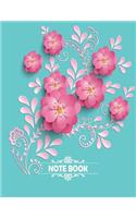 Notebook: Graphic Flowers On The Blue Cover Notebook Journal Diary, 110 Lined pages, 8.5" x 11"(2 Graphic Flowers Notebook)